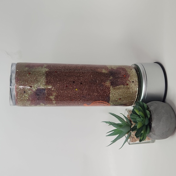 Hand glittered and sealed HELLO FALL tumbler - Picture 3 of 5